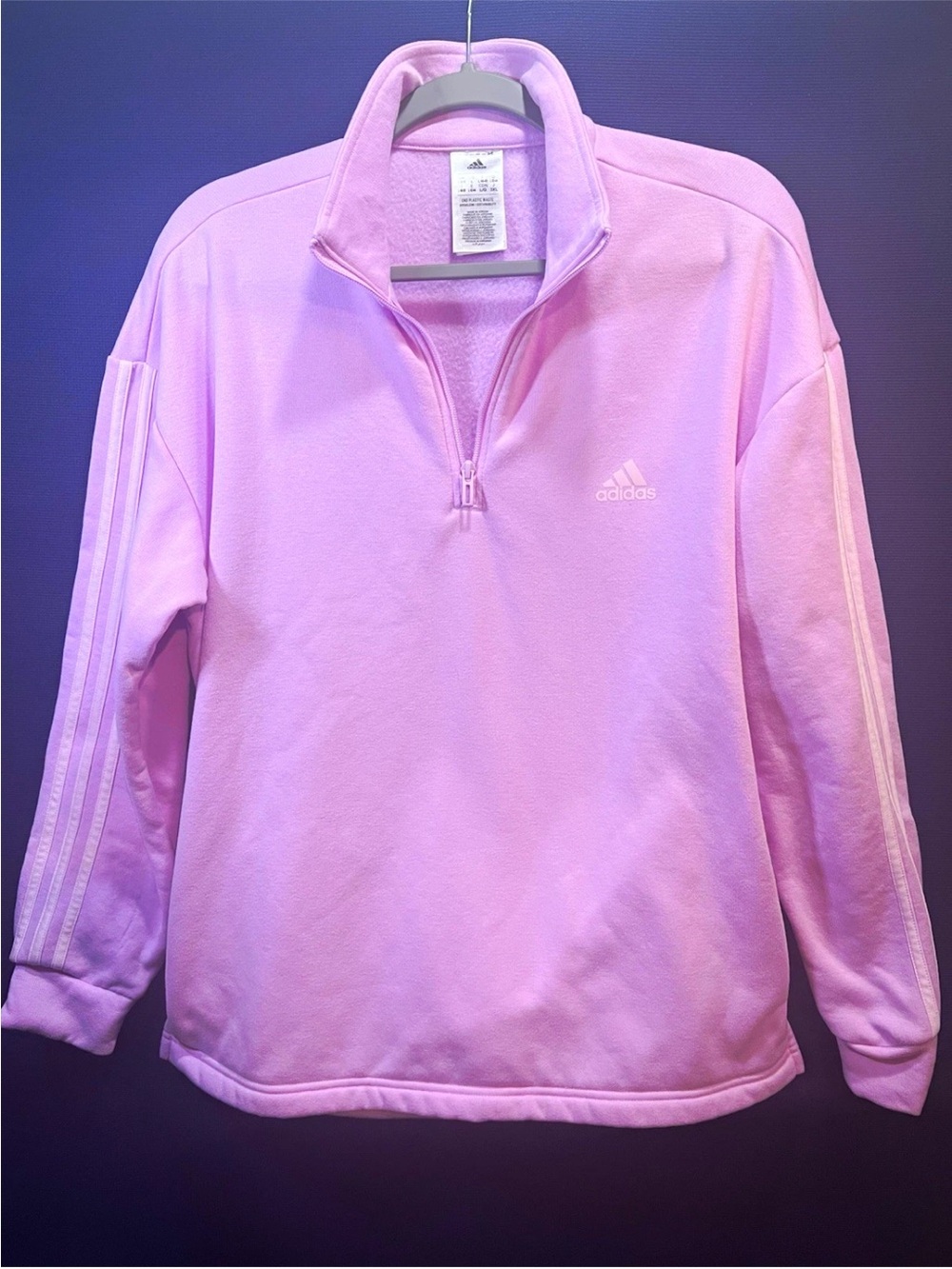 adidas Women's Lavender/Pink Quarter-Zip Fleece Pullover